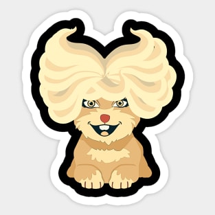 funny happy cute little dog long blonde hair Sticker